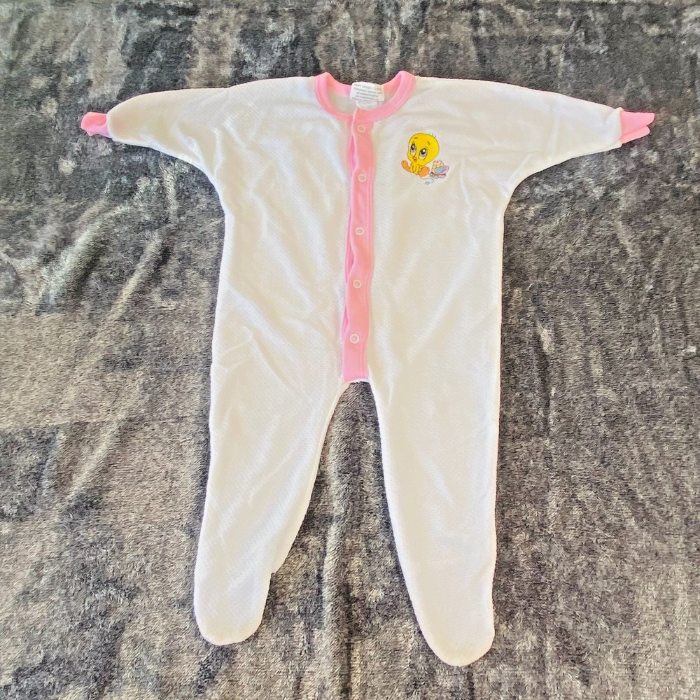VTG Baby Acme Looney Tunes‎ Tweety One Piece Romper Sleeper Outfit 90s 00s Y2k L